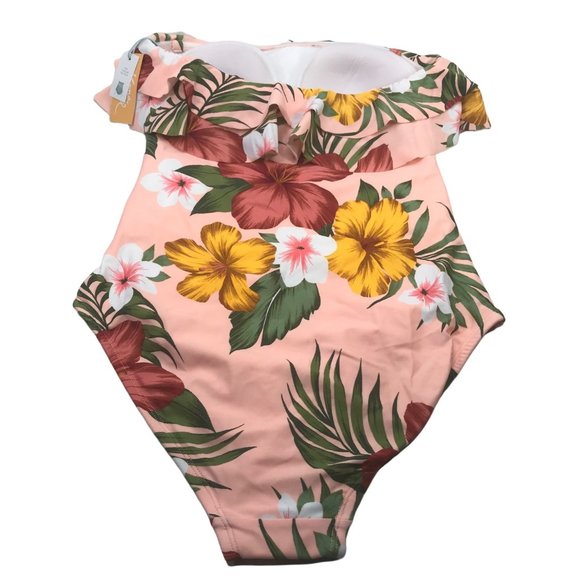 Kona Sol Women's Size Medium 8-10 One Piece Floral Swimsuit With Straps New - Picture 2 of 14